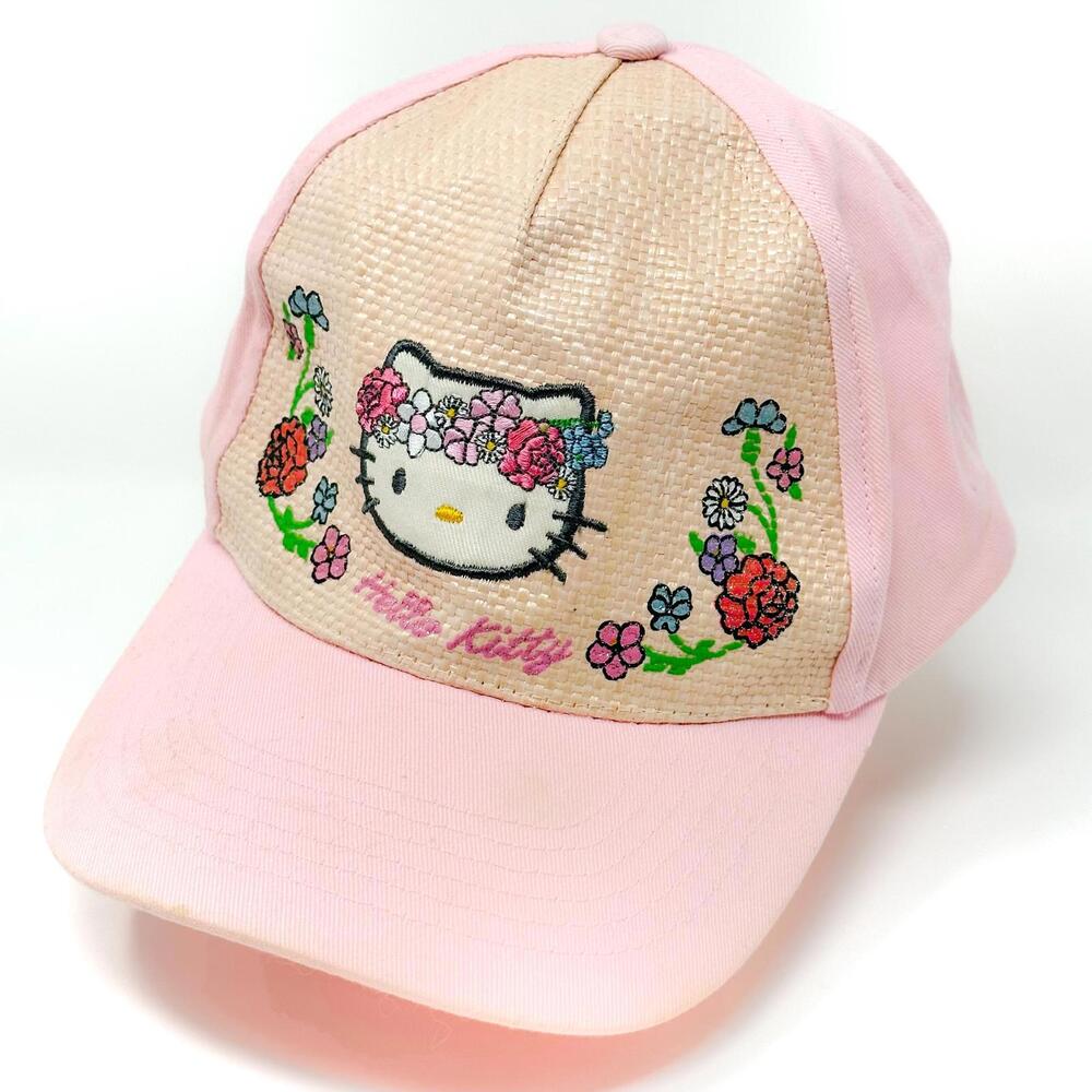 Hello Kitty 2006 Baseball Cap Sanrio Pink Hat Flower Crown Floral Cat Vintage
